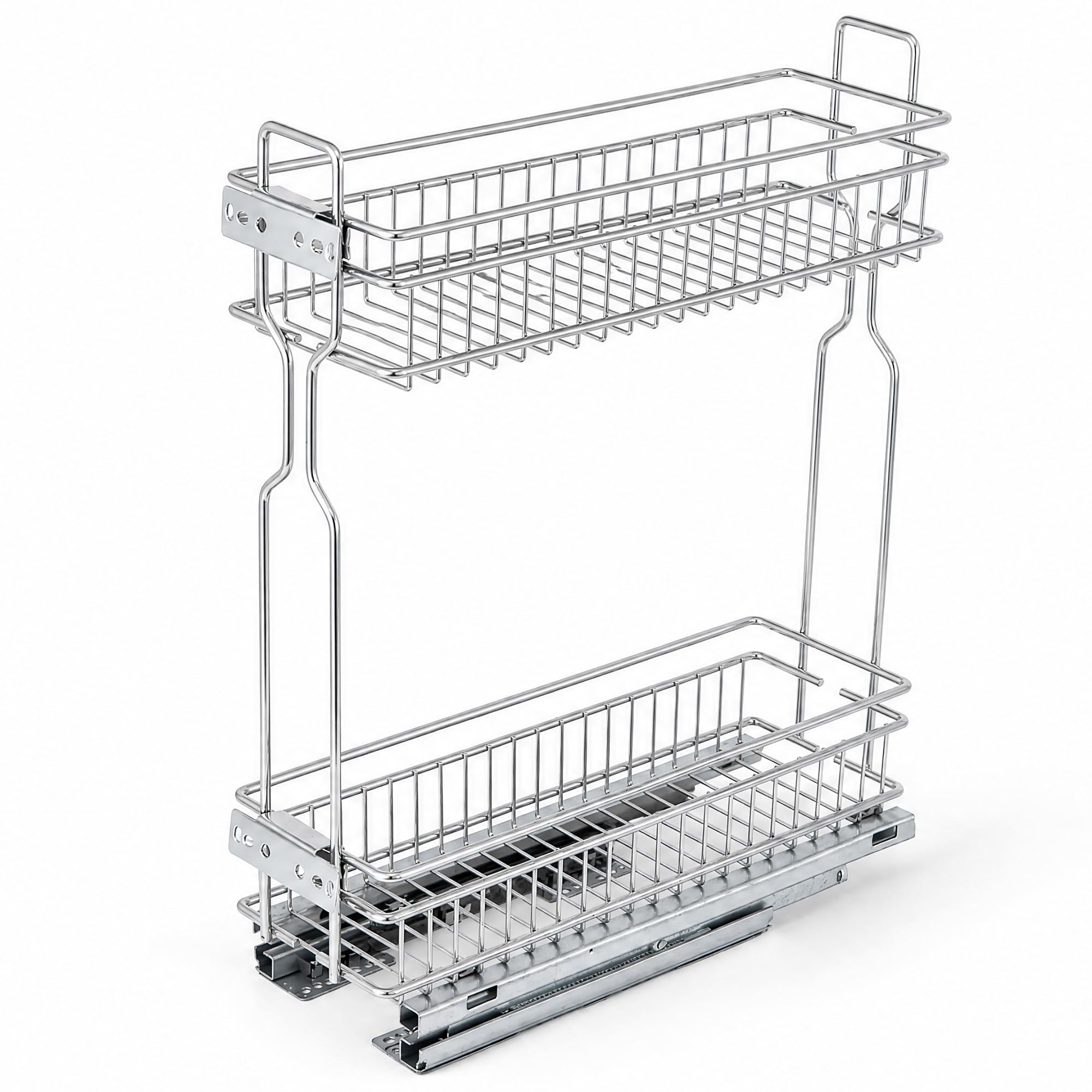 Food Storage Without Pantry - 2-Tier Pull Out Cabinet Organizer, Metal