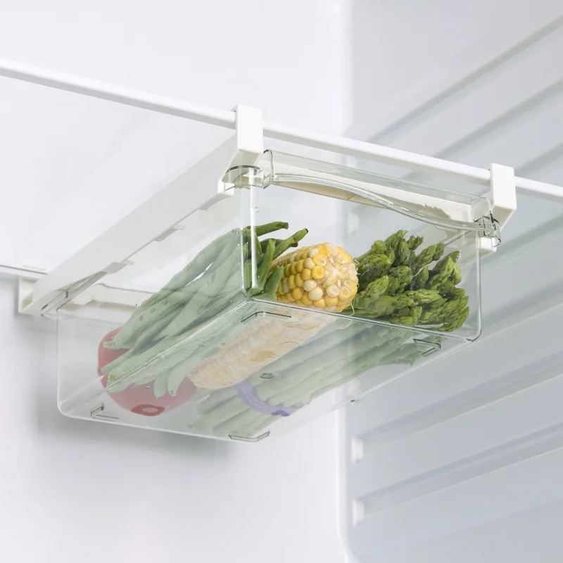Food Storage Containers Plastic Box - Clear Fruit Organizer Rack Holder Drawer