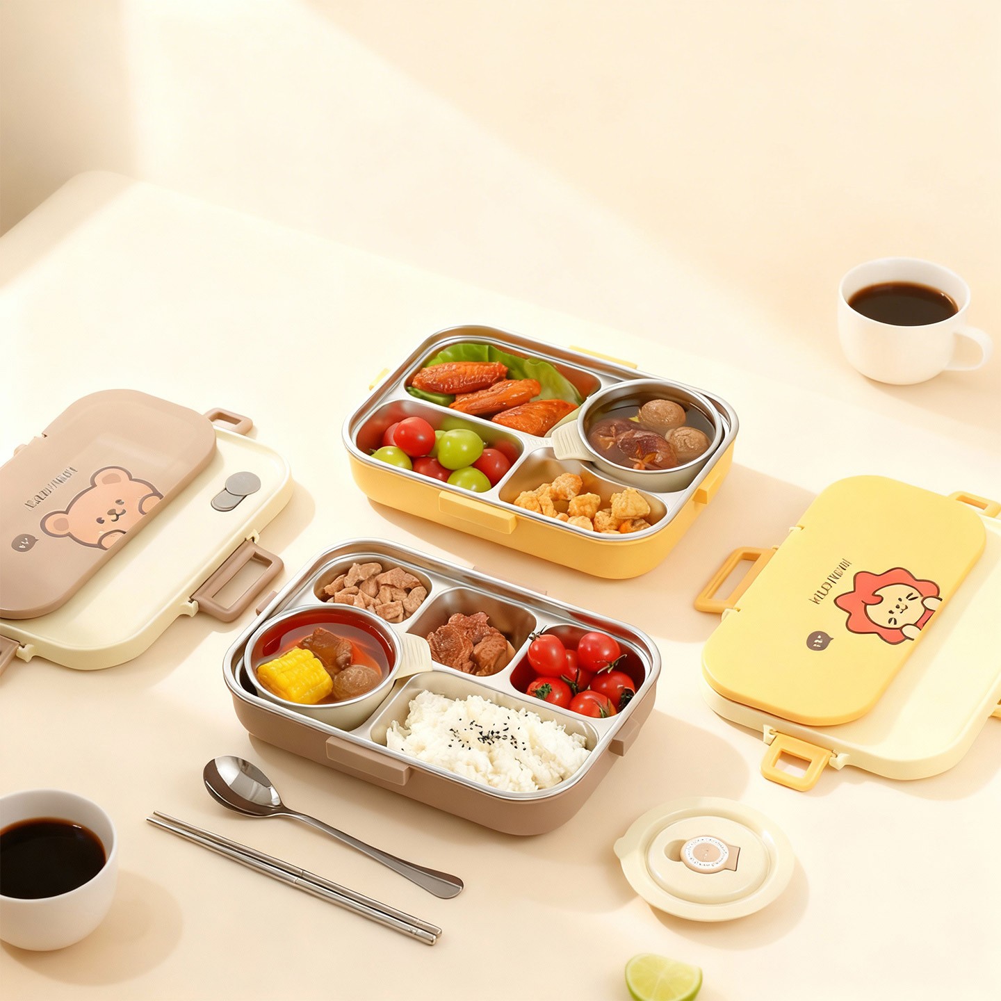 Food Storage Hot - 4/5 Grids 304 Stainless Steel Lunch