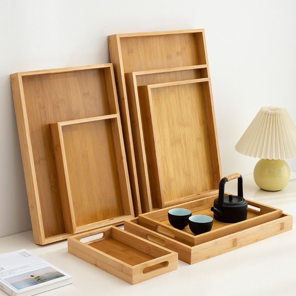 Food Storage Handling - Decorate Tray Rectangular Bamboo Wooden Tray