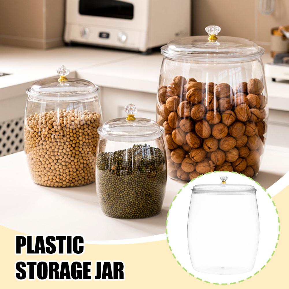 Food Storage Plastic - Large Transparent Plastic Sealed Jar with