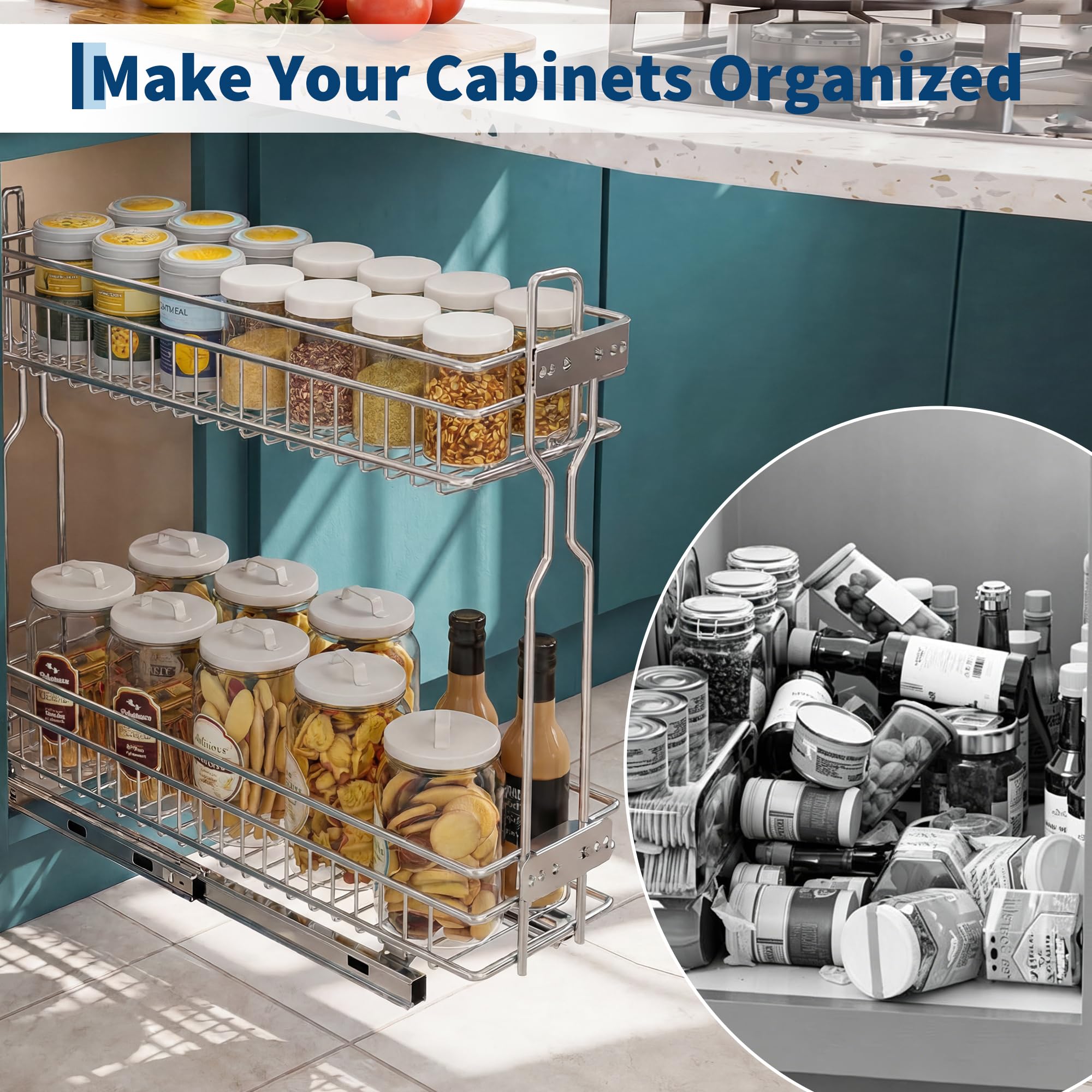 2-Tier Pull Out Cabinet Organi - đánh giá và giá Food Storage Without Pantry