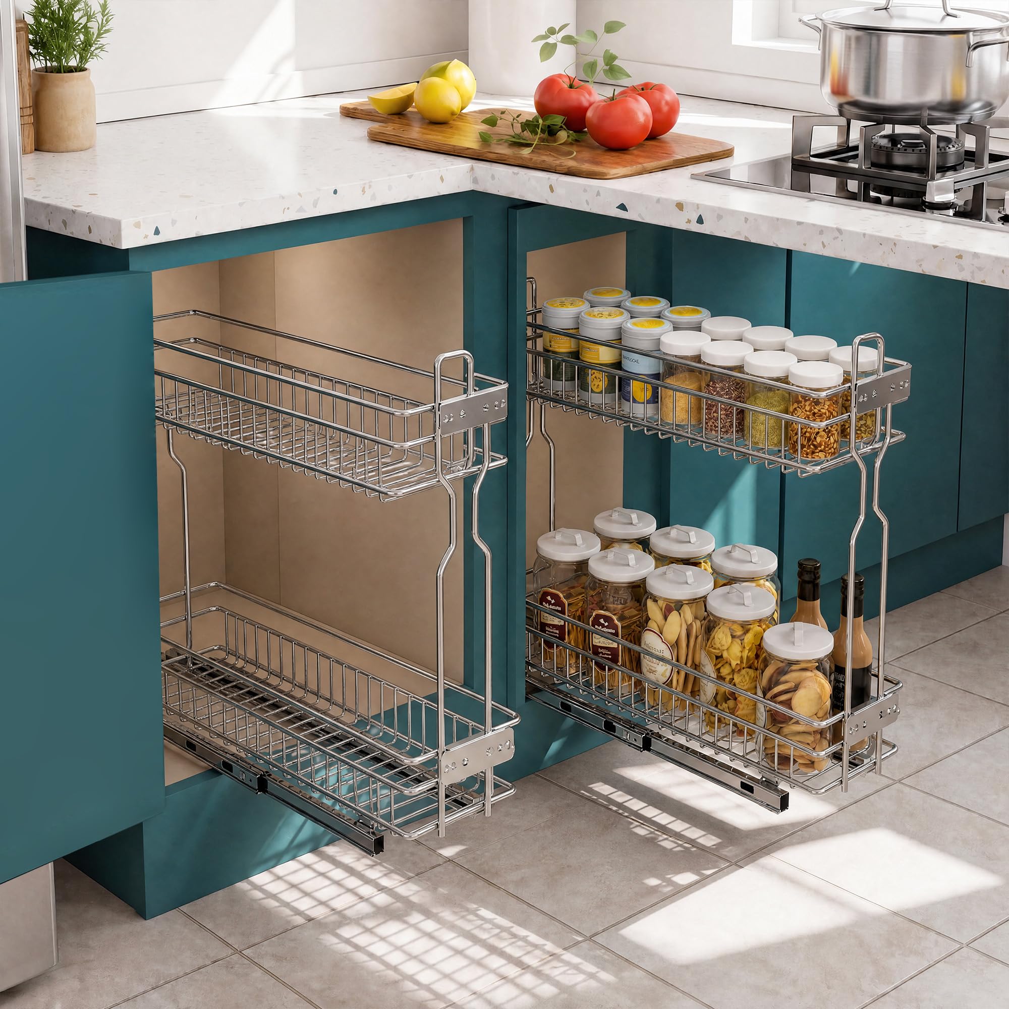 2-Tier Pull Out Cabinet Organi - đánh giá và giá Food Storage Without Pantry
