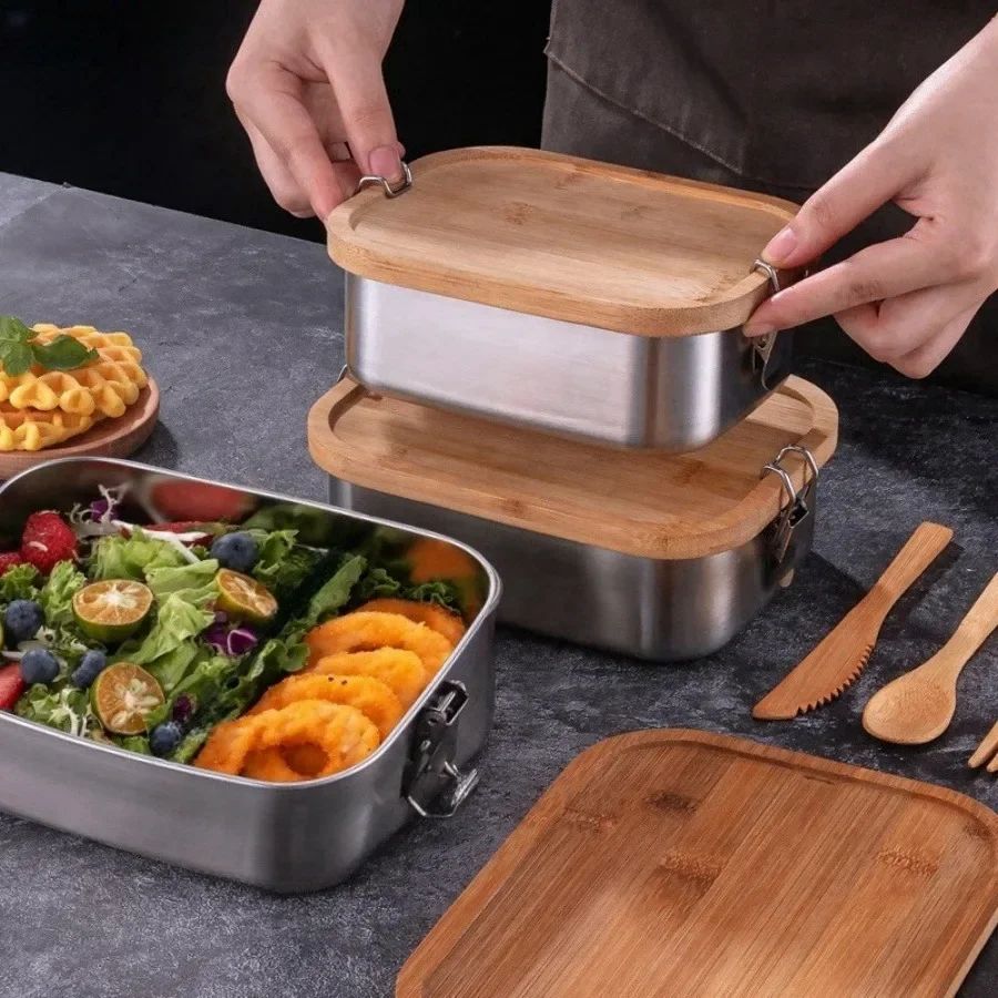 New 304 Stainless Steel Bamboo - đánh giá và giá Food Storage Box Set