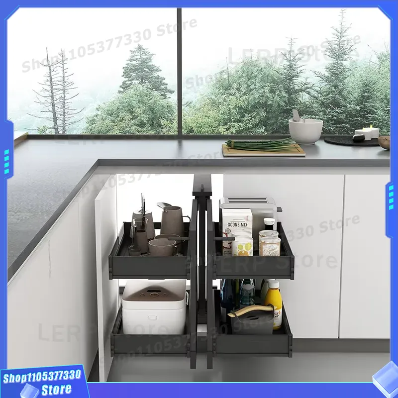 Double Pull Out Kitchen Cabine - đánh giá và giá Food Storage Without Pantry