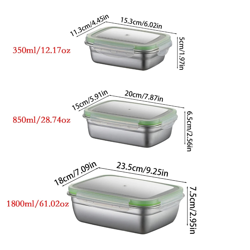 304 Stainless Steel Lunch Box  - đánh giá và giá Food Storage Box Set