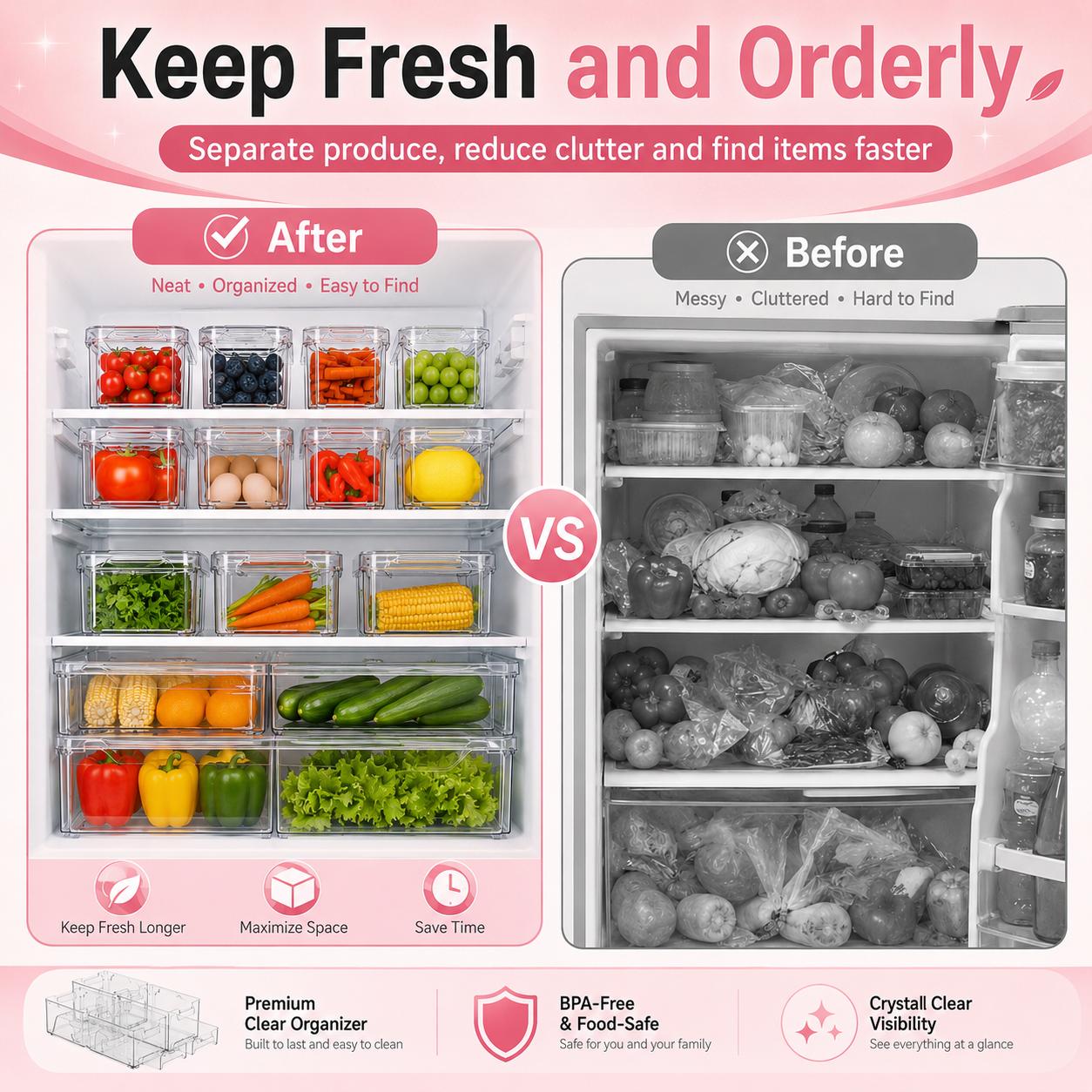 Stackable Refrigerator Organiz - đánh giá và giá Food Storage Without Pantry